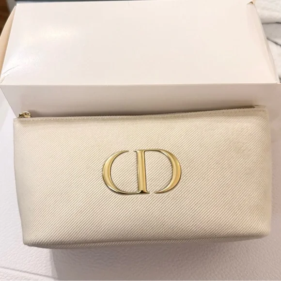 Dior Cream Cosmetic Bag with Gold Details - Picture 2 of 4